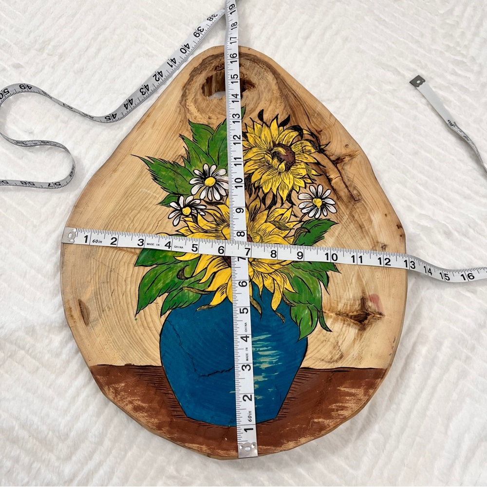 Sunflower Wood Burned Hand‎ Made Wall Decor unique - Picture 7 of 10